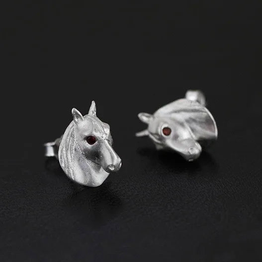 Silver horse stud earrings