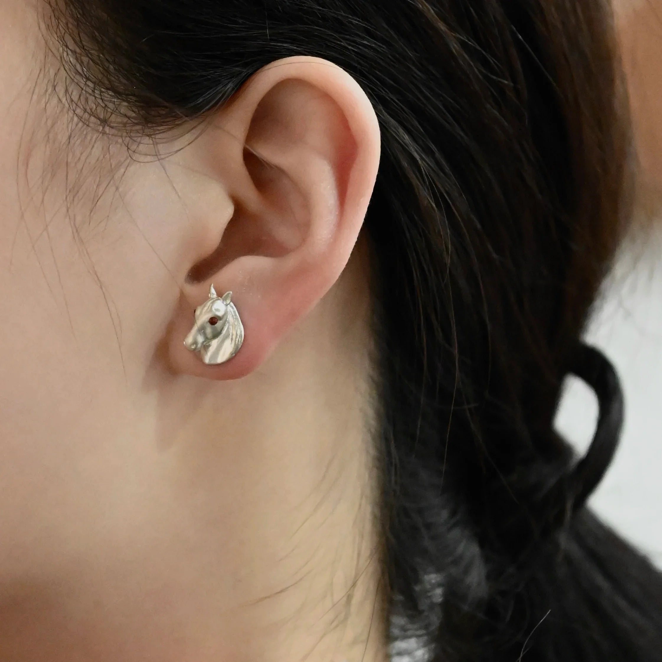 Silver horse stud earrings