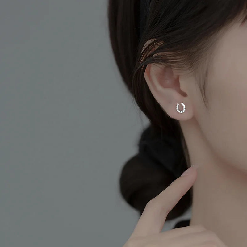 Silver horseshoe stud earrings Dream Horse