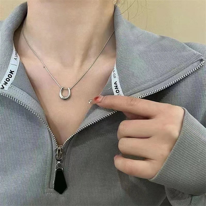 Stainless steel horseshoe necklace