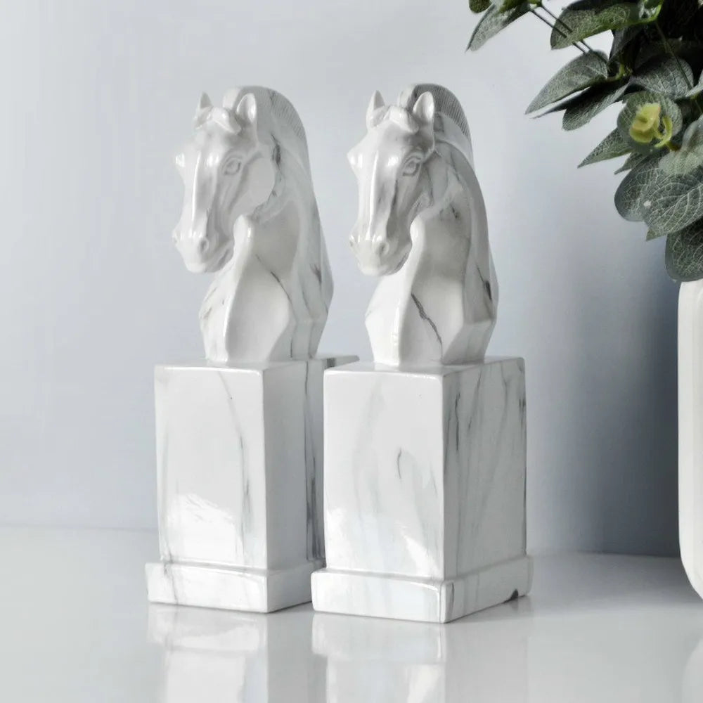White horse bookends