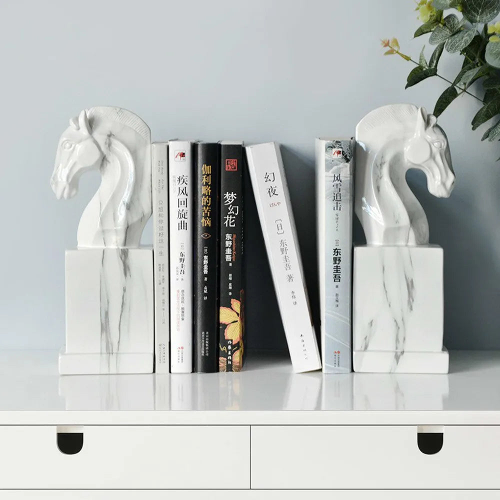 White horse bookends