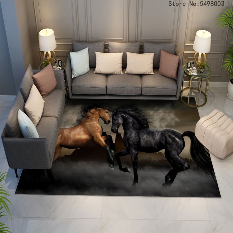 3D black horse carpet art - Dream Horse