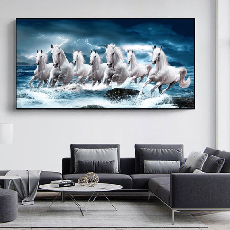 7 horses painting with sunrise - Dream Horse