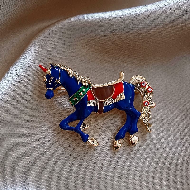 Blue enamel horse brooch for women - Dream Horse
