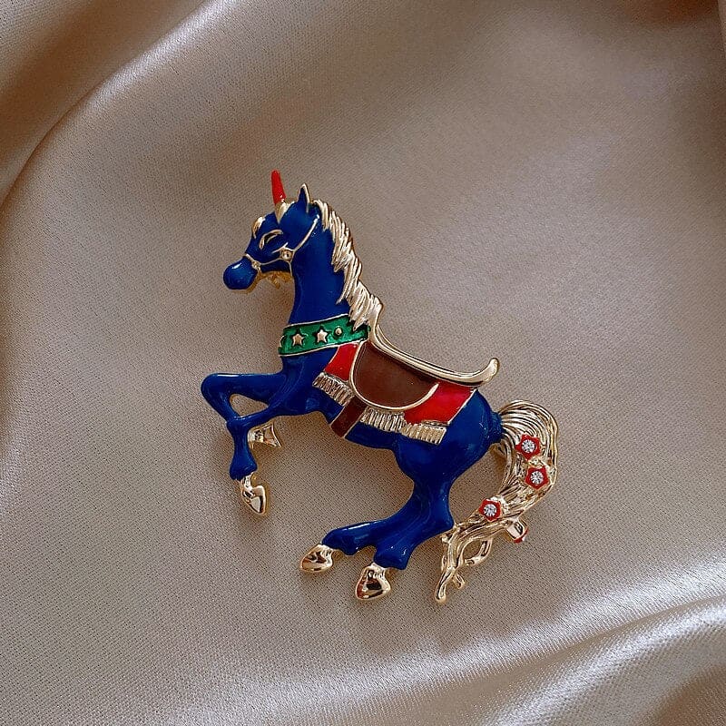 Blue enamel horse brooch for women - Dream Horse