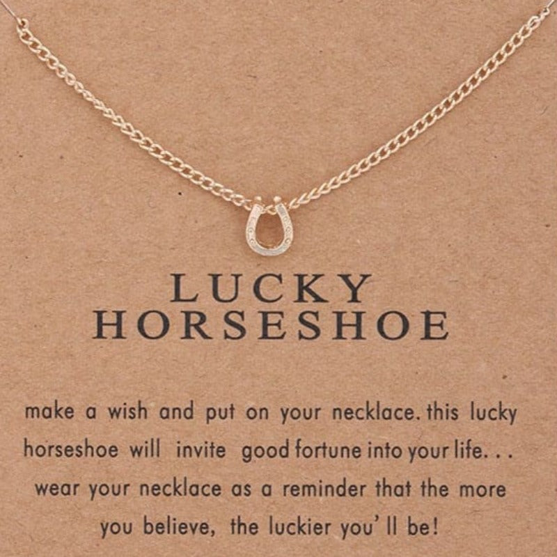 Gold colored horseshoe necklace - Dream Horse