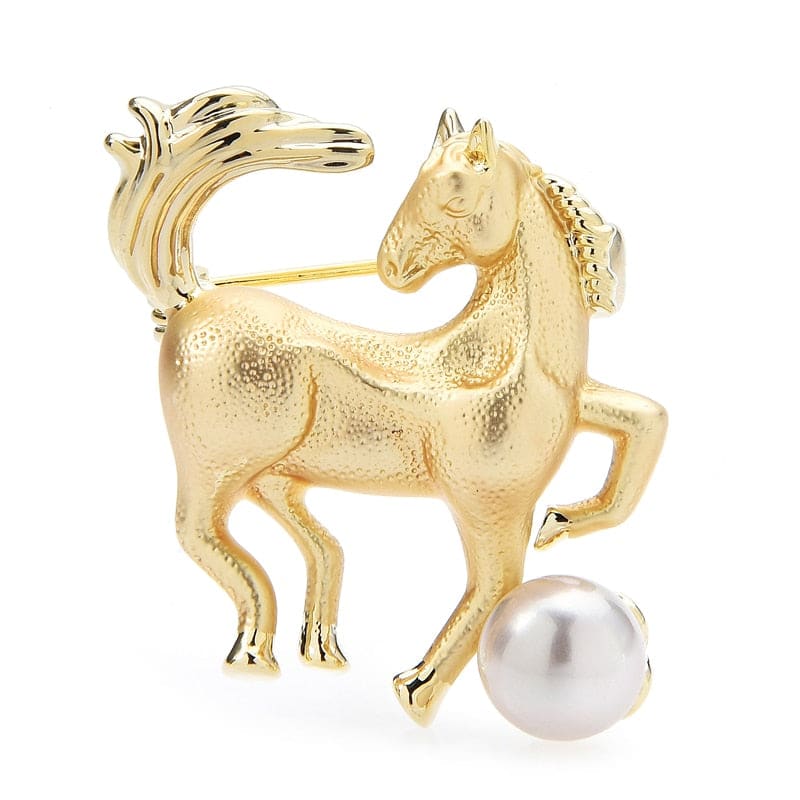 Gold horse brooch and pearls for horses - Dream Horse