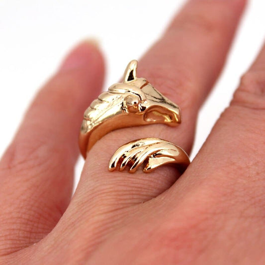 Gold horse head ring - Dream Horse