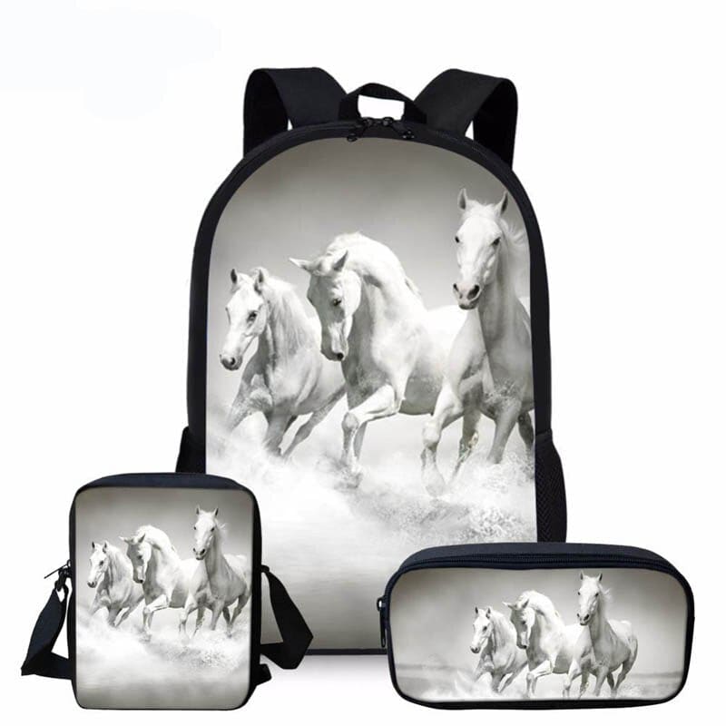 Horse backpack and lunchbox (back and white) - Dream Horse