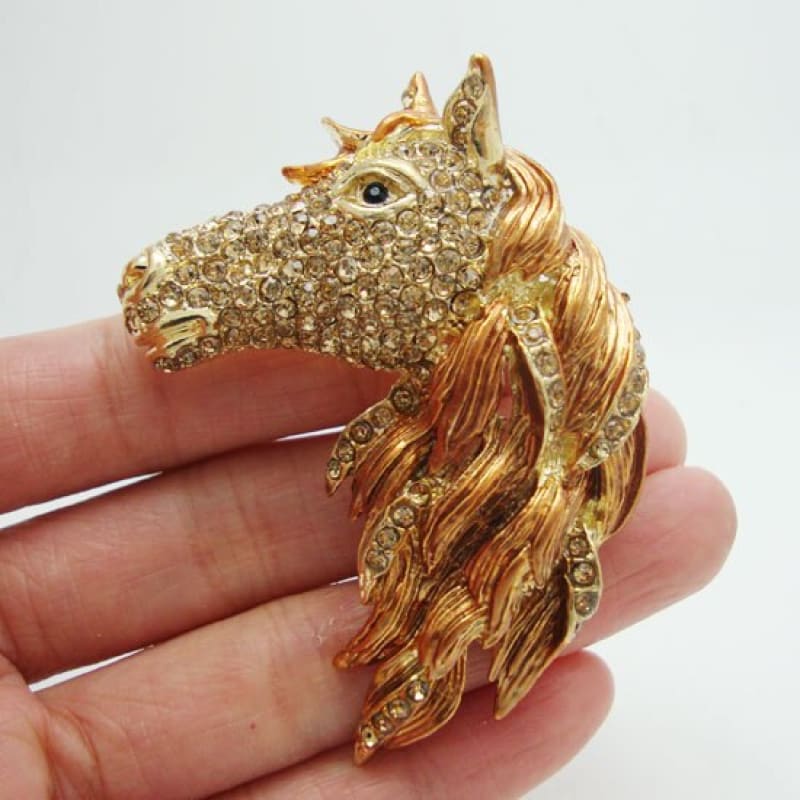Horse brooch in gold metal - Dream Horse
