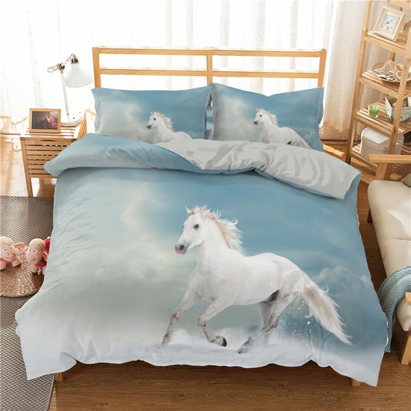 Horse duvet set (Sky blue) - Dream Horse