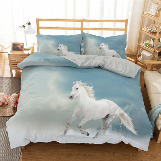 Horse duvet set (Sky blue) - Dream Horse