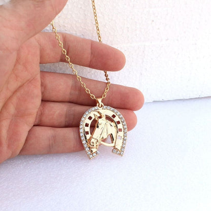 Horse necklace for girl (Gold) - Dream Horse
