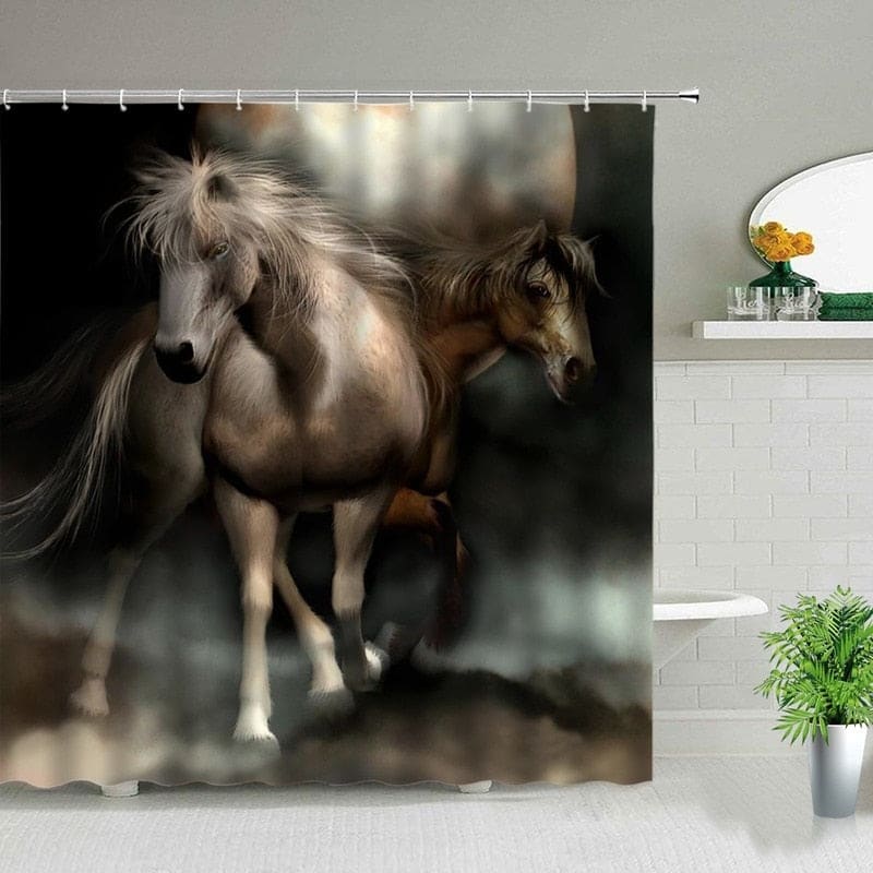 Horse shower curtain (dark) - Dream Horse