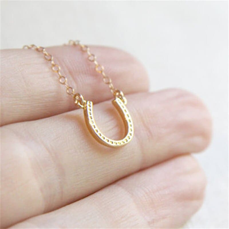 gold necklace with horseshoe pendant- Dream Horse