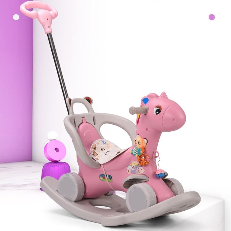 Pink unicorn rocking horse (Safety Harness) - Dream Horse