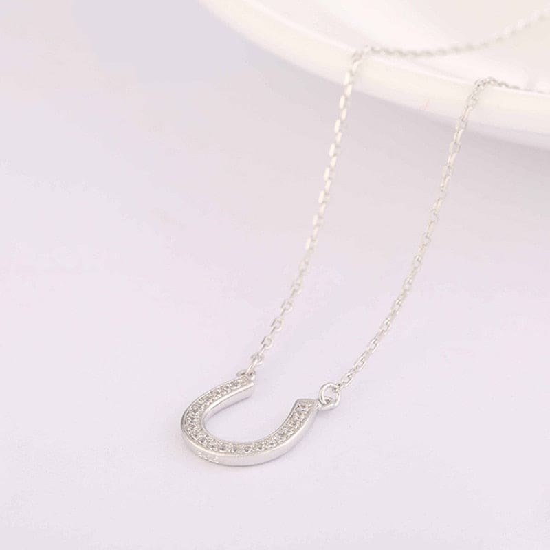 small silver horseshoe necklace- Dream Horse