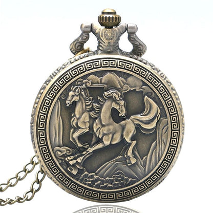 Vintage bronze pocket horse watch - Dream Horse