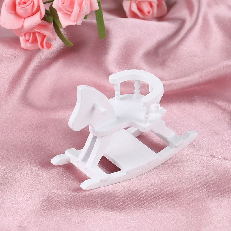 White wooden horse rocking (Miniature) - Dream Horse