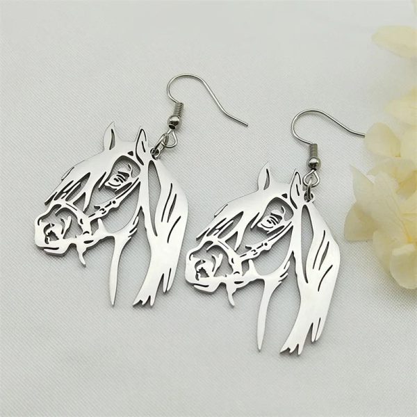Silver horse head earrings